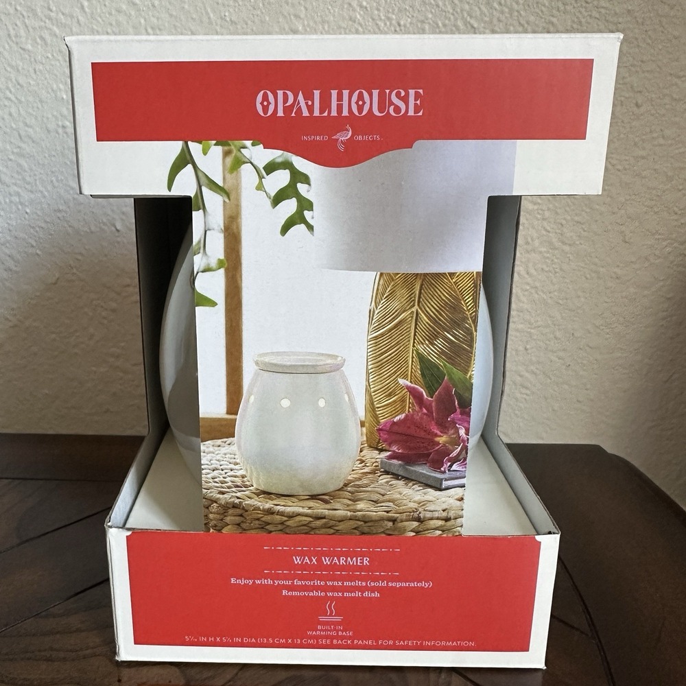 Opalhouse Wax Warmer White Pearl‎ Ceramic Electric Bulb Removable Lid New w Box